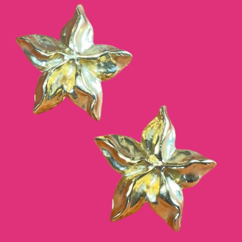 Goldtone Floral Clip-on Earrings